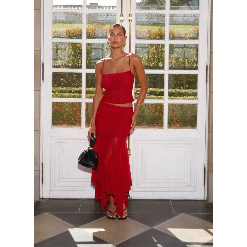 Dionne Maxi Skirt – Red