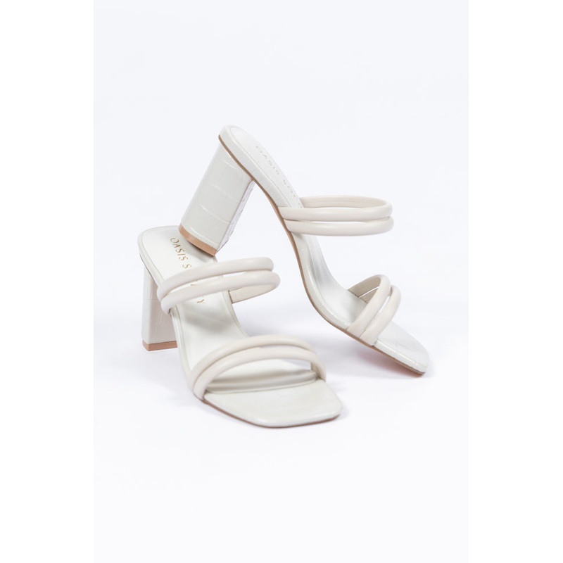 Elaine Beige Strap Heels