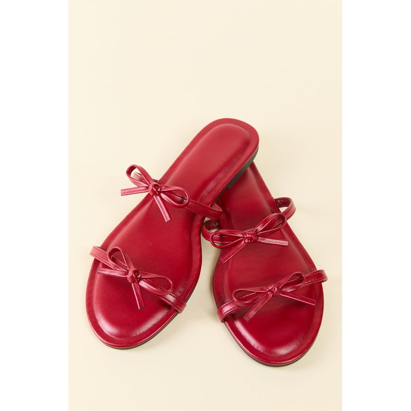 Ellis Red Double Band Bow Sandals