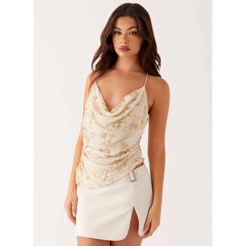 Seona Beaded Top – Ivory