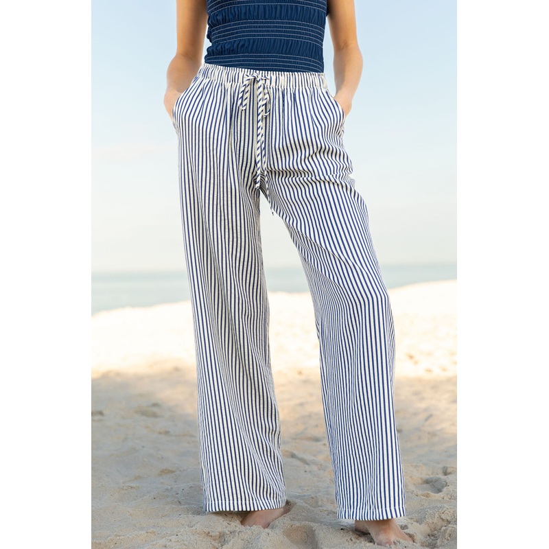 Shoreline Serenity Navy Textured Stripe Pull On Pants