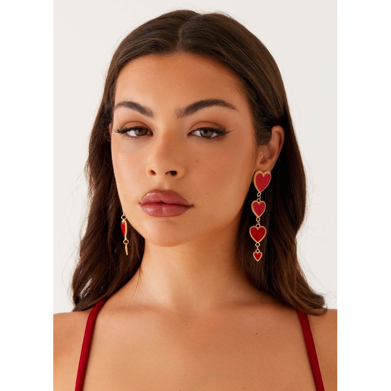 Trevi Heart Earrings – Red