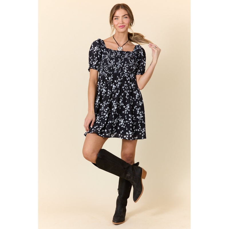 When It Ends Black and White Floral Dress