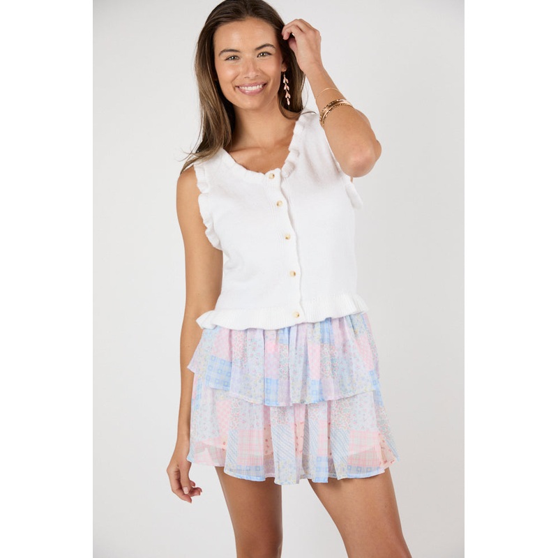 When The Time Comes Ivory Ruffle Trim Sweater Tank Vest