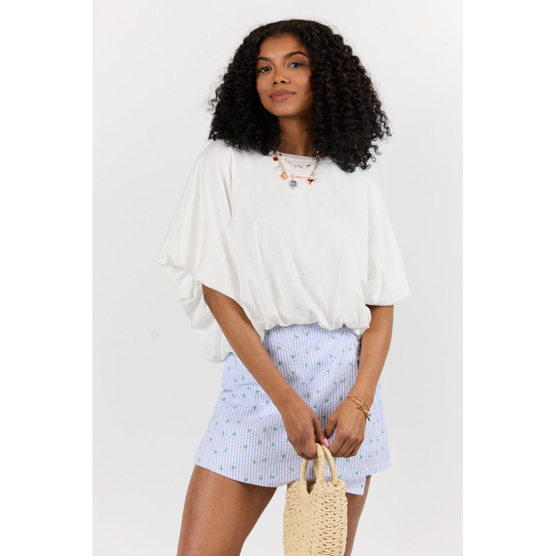 You’ve Got Me Ivory Bubble Hem Tee
