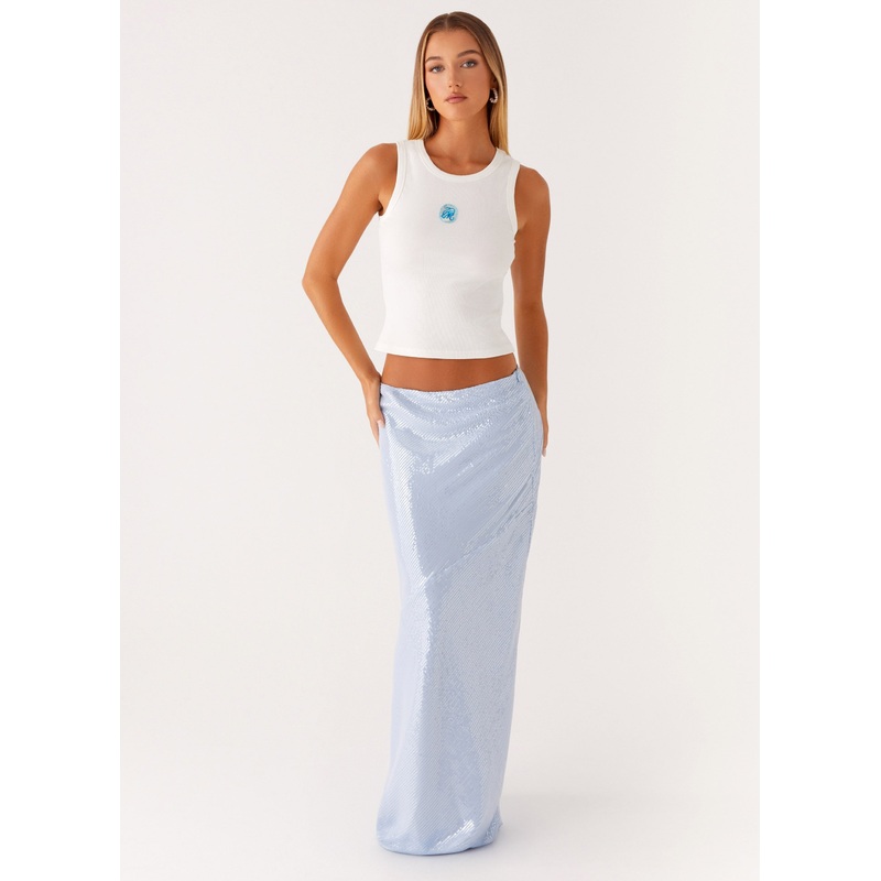 Algorithm Sequin Maxi Skirt – Blue