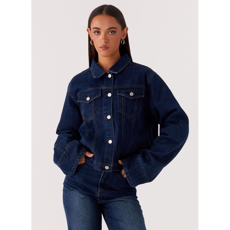 Back Again Oversized Denim Jacket – Vintage Blue