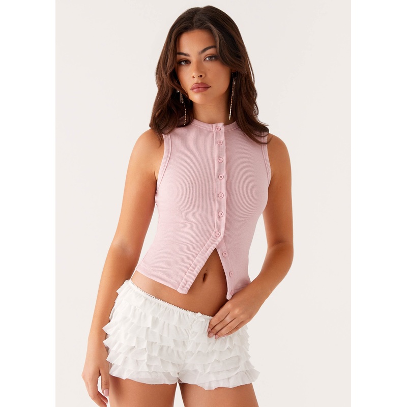 Blair Buttoned Tank Top – Pink