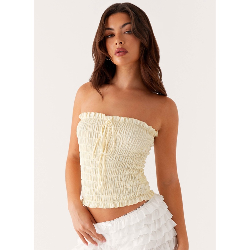 Cordelia Shirred Tube Top – Lemon