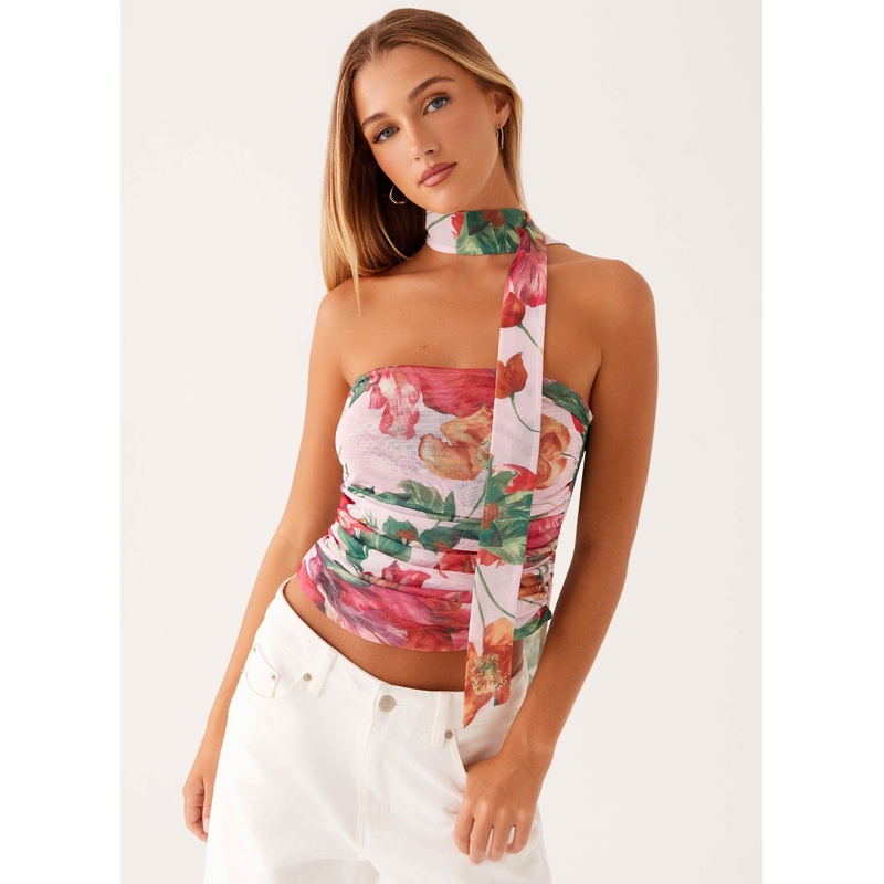 Hot Like Me Scarf Top – Pink Floral