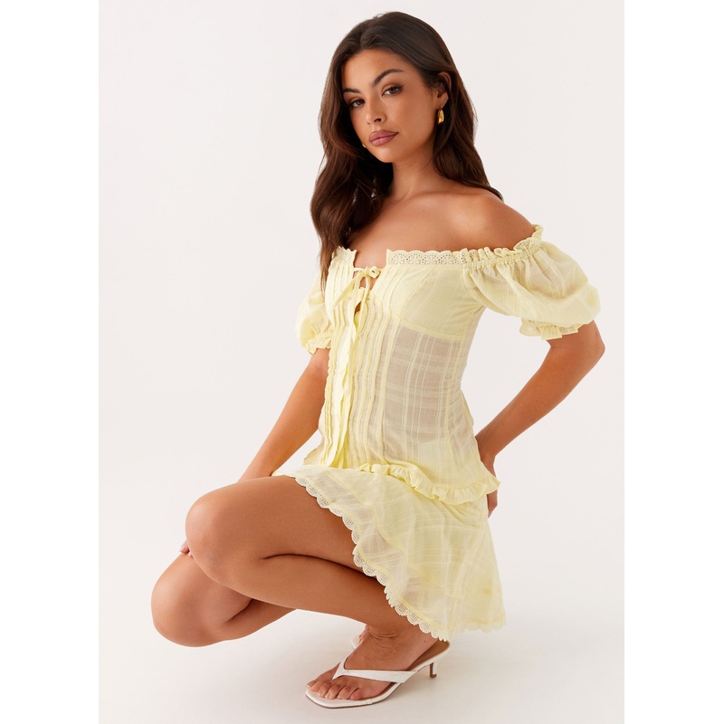 Hundred Percent Puff Sleeve Top – Yellow