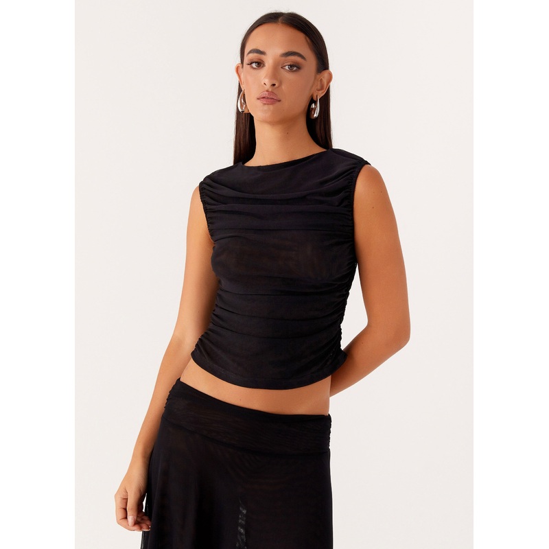 In The Atmosphere Mesh Top – Black
