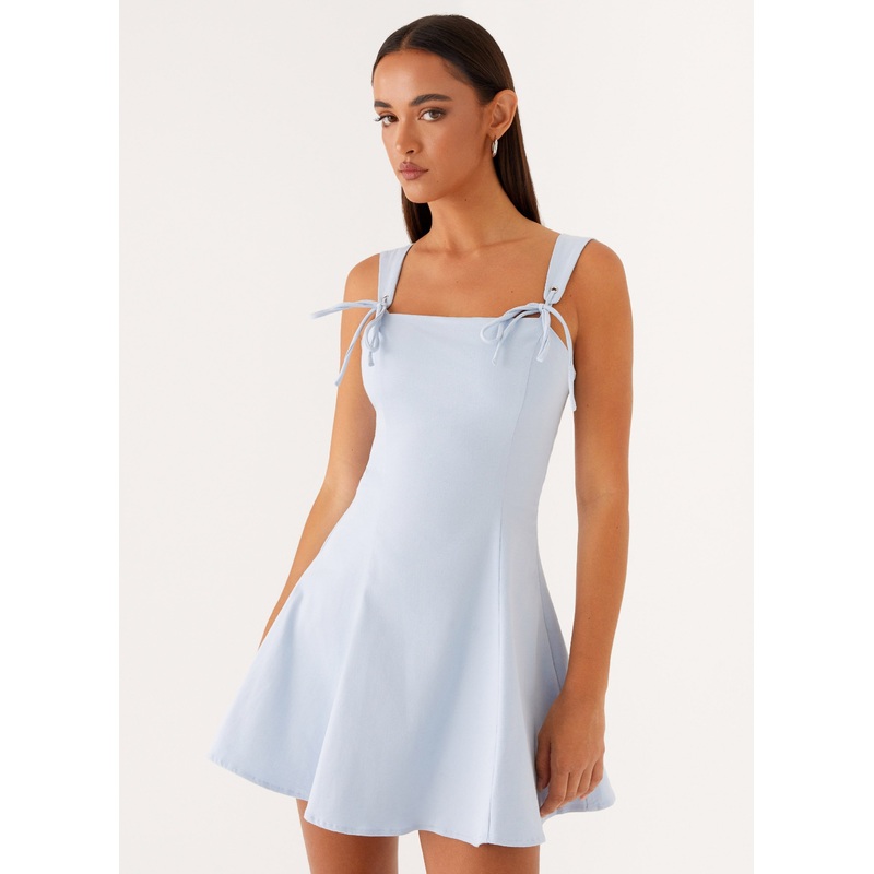 Jamaya Tie Mini Dress – Blue