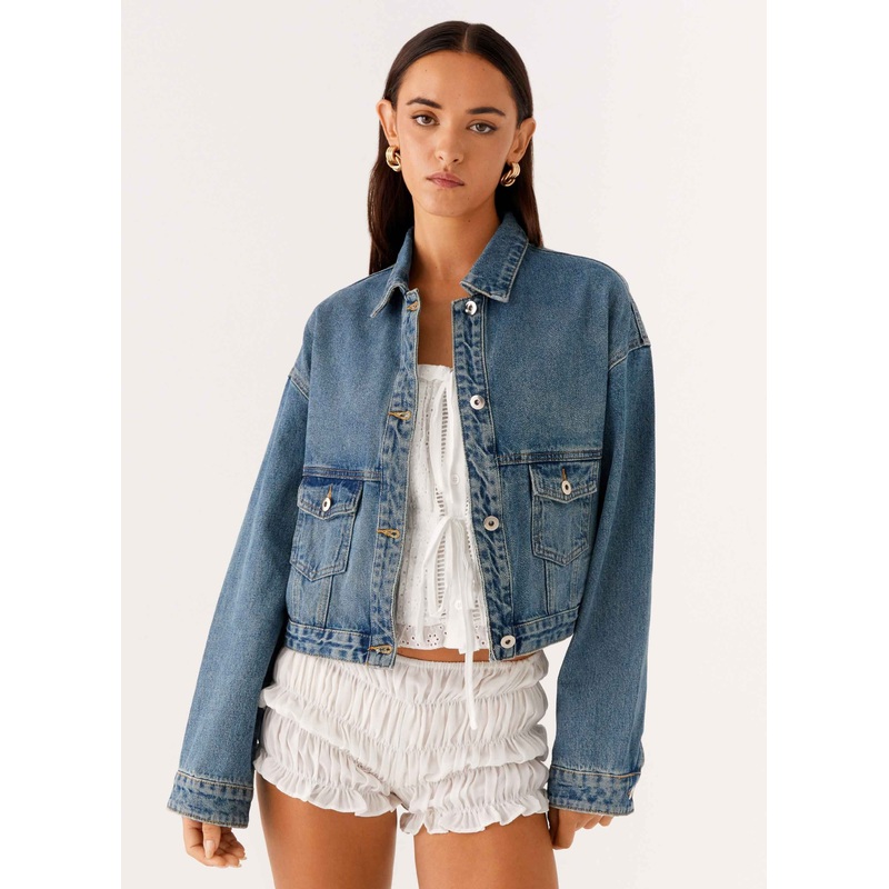 Kristy Oversized Denim Jacket – Blue