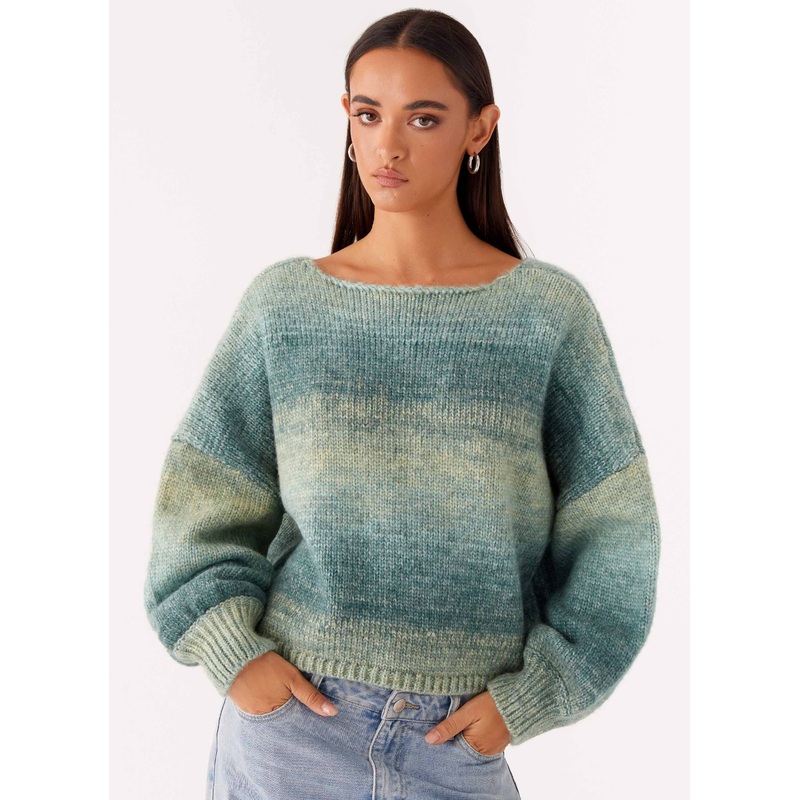 Lynne Oversized Jumper – Green Ombre