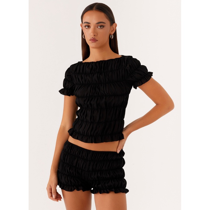 Mateo Ruched Top – Black