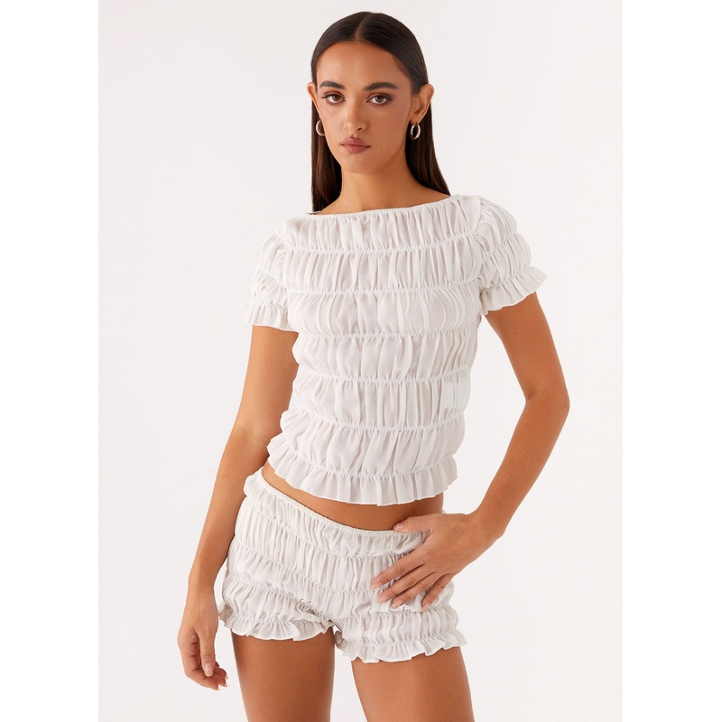 Mateo Ruched Top – White