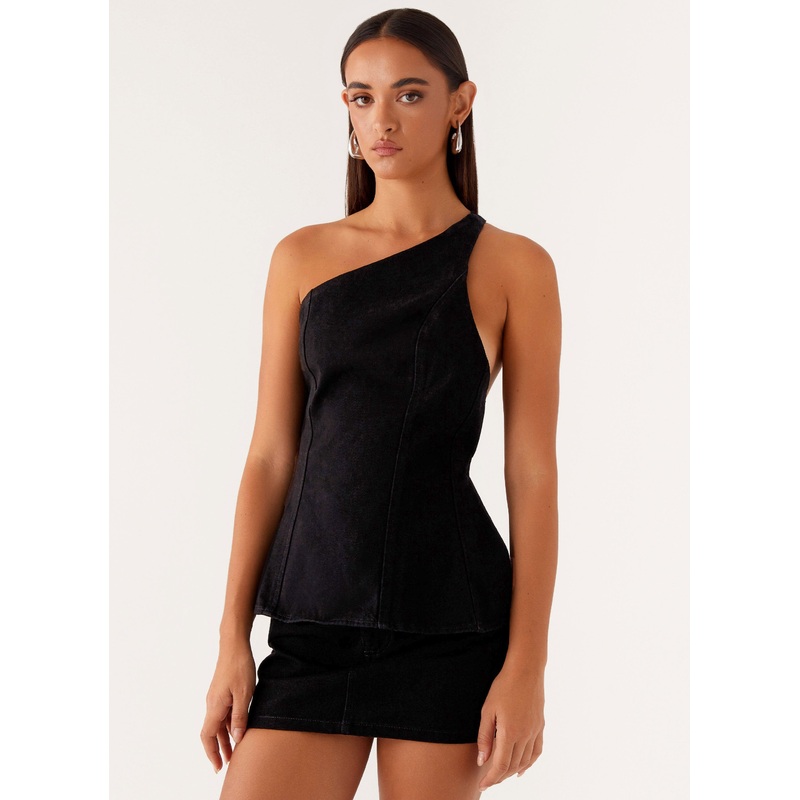 Maysa Denim Top – Black