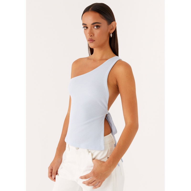 Safiya One Shoulder Top – Blue
