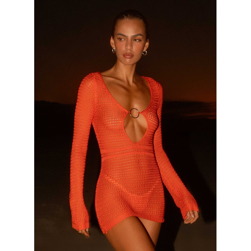 Sunriser Crochet Mini Dress – Red