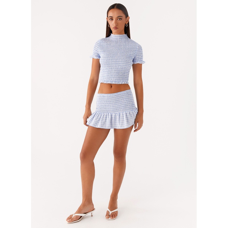 Sweetest Pie Mini Skirt – Baby Blue Gingham