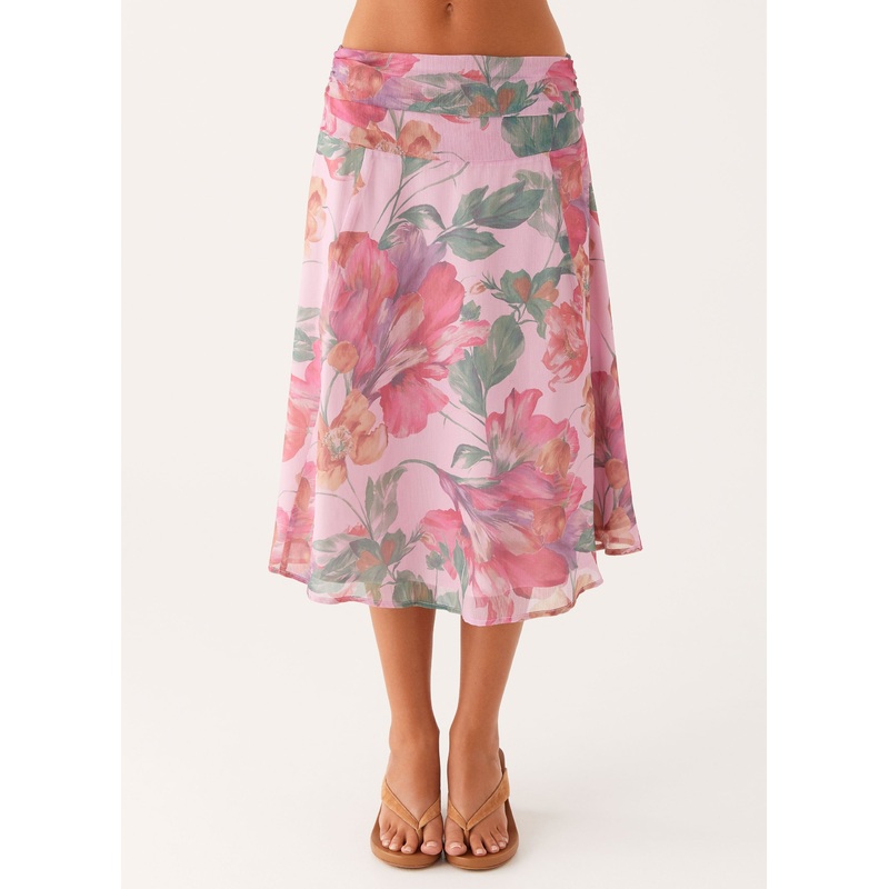 Valley Midi Skirt – Pink Floral