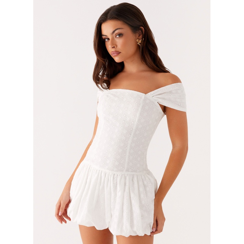 Vida Off Shoulder Mini Dress – White