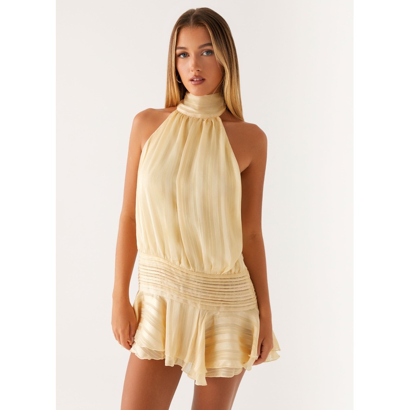 Willow Chiffon Mini Dress – Yellow