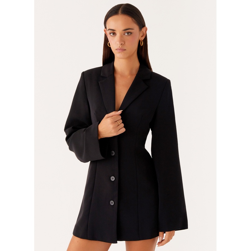 Albi Fitted Blazer Mini Dress – Black