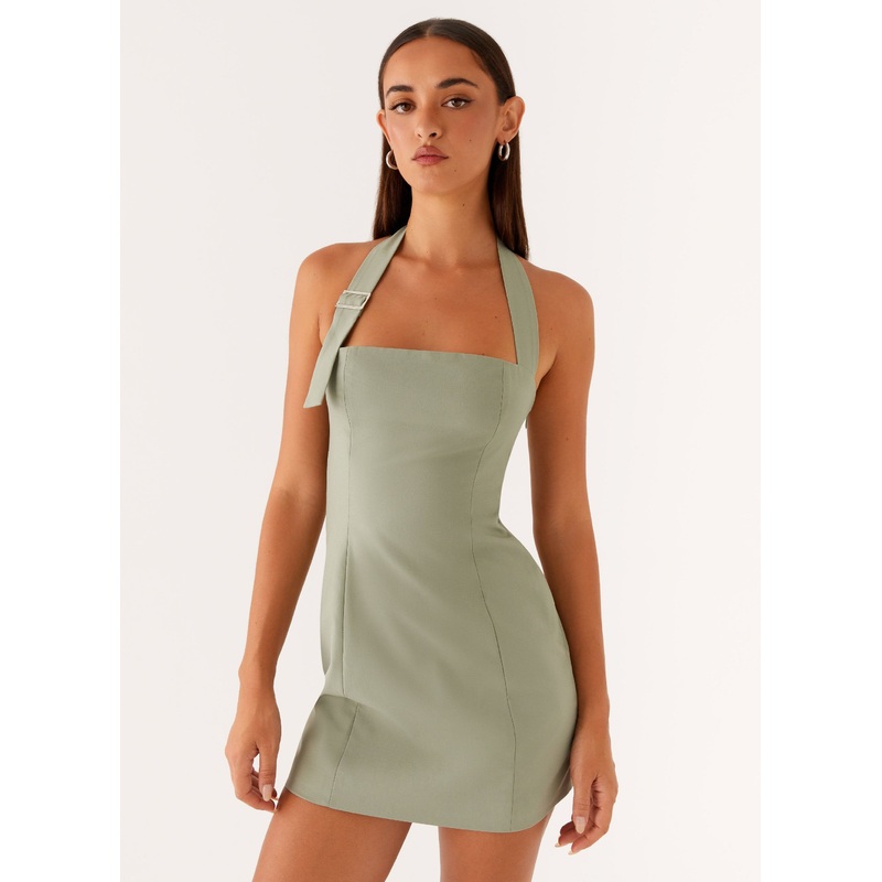 Bianca Halter Dress – Sage