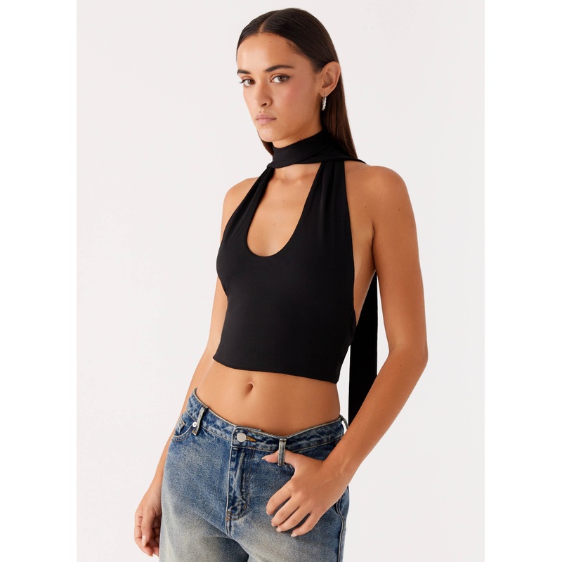 Chrysta Halterneck Top – Black