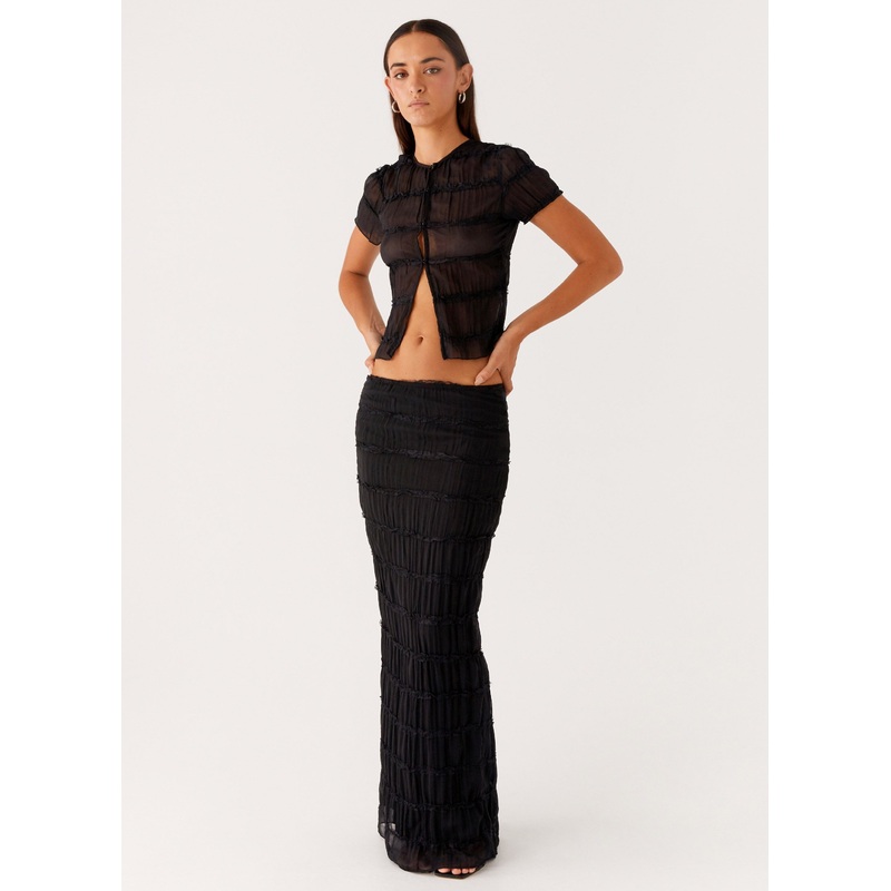 Daydreaming Low Rise Maxi Skirt – Black