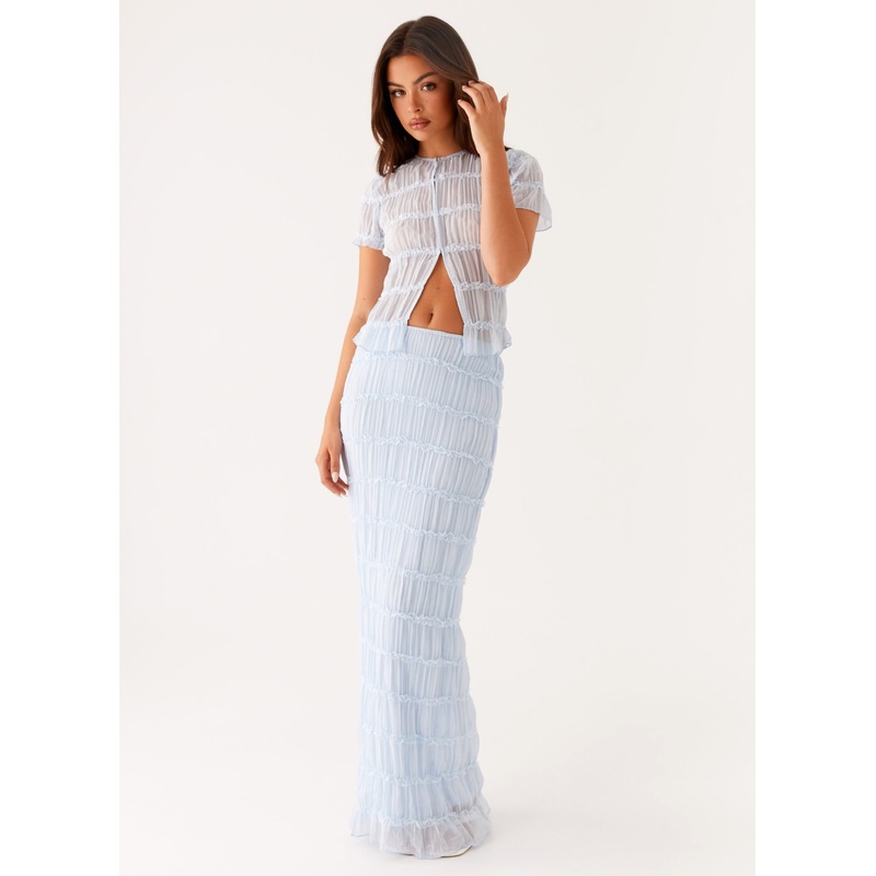 Daydreaming Low Rise Maxi Skirt – Blue