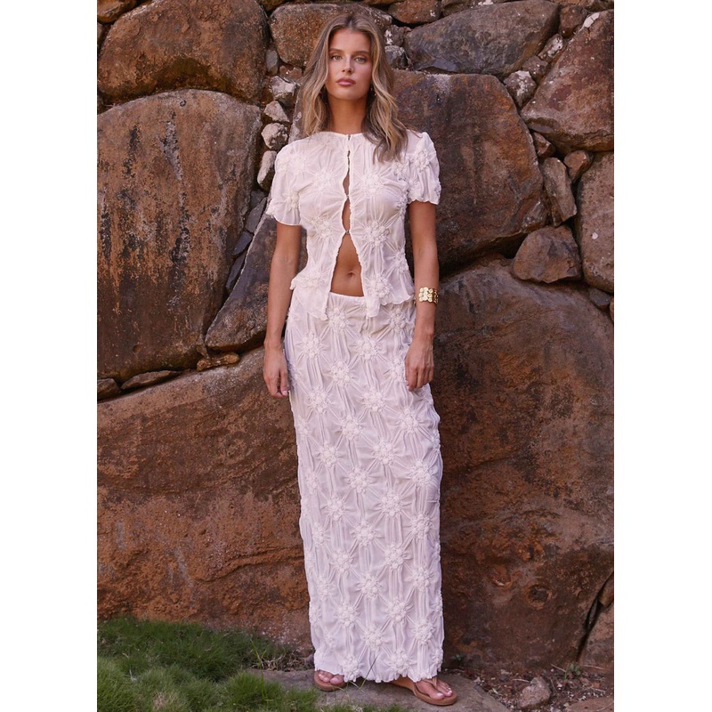 Effortlessly Low Rise Maxi Skirt – Ivory