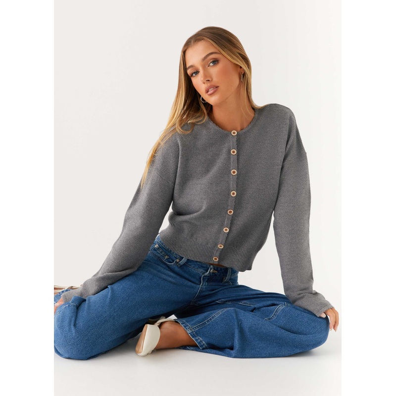 Etty Knit Cardigan – Dark Grey