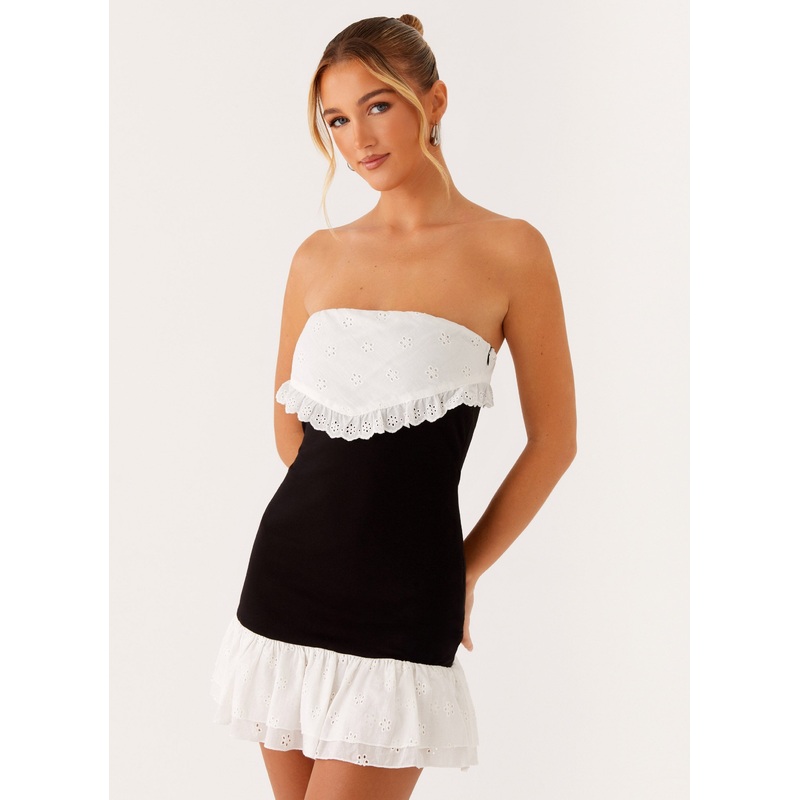 Fran Broderie Mini Dress – Black