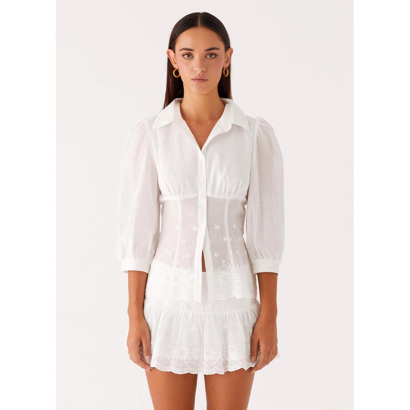 Frida Broderie Top – White