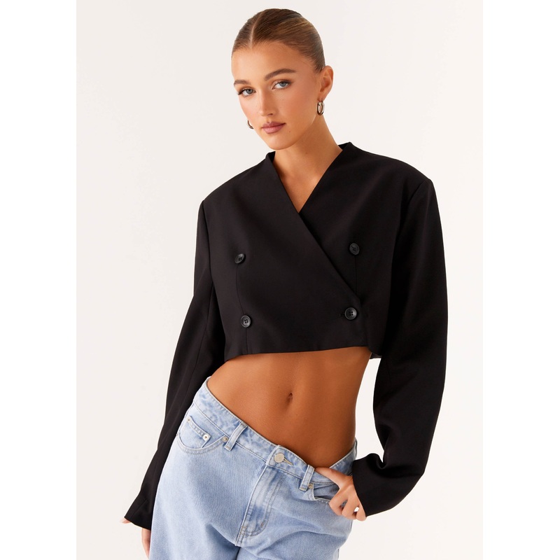 Giana Cropped Blazer – Black