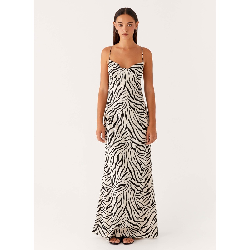 Gianni Cowl Maxi Dress – Zebra