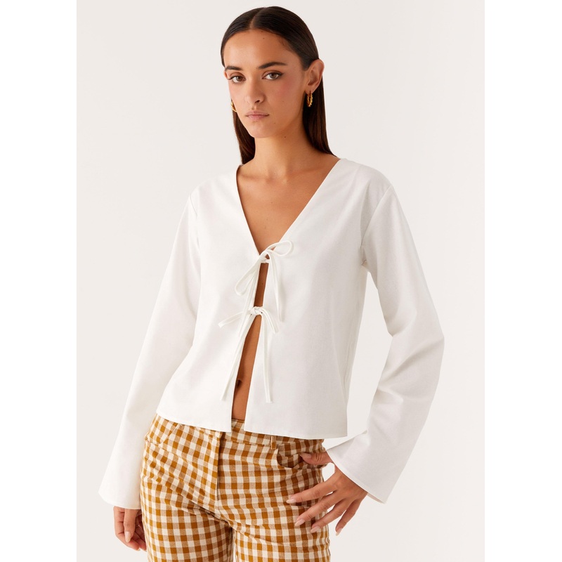 Isabelle Tie Front Top – White