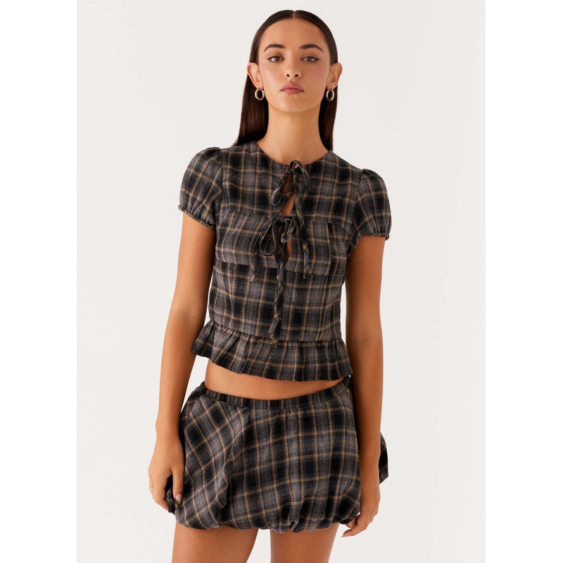 Lucia Mini Skirt – Brown Check