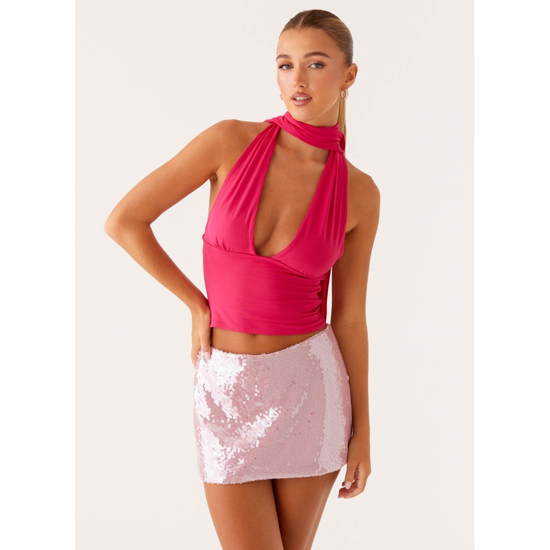 Made For You Low Rise Sequin Mini Skirt – Pink