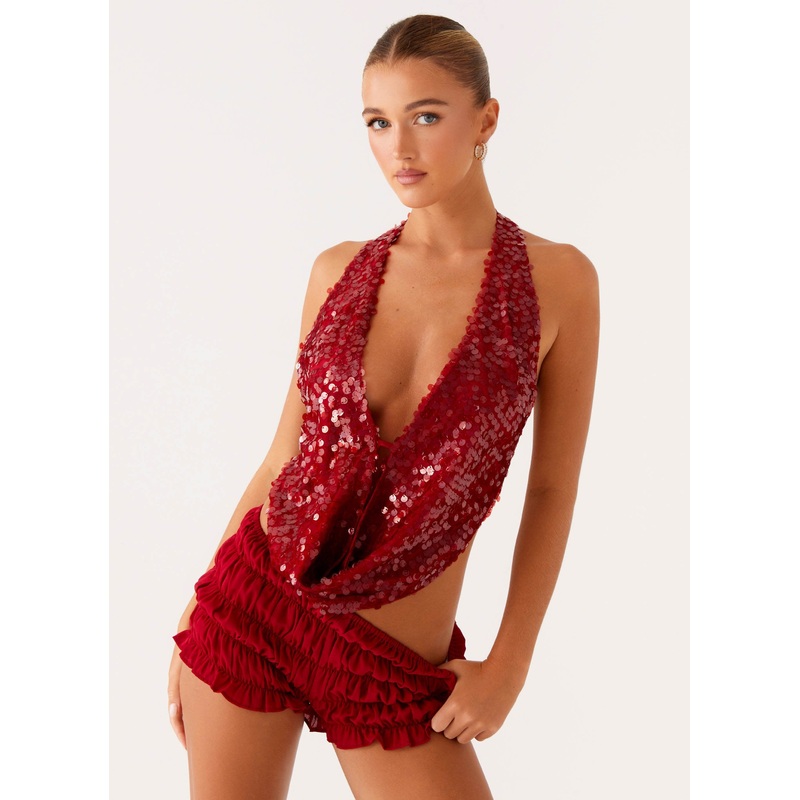 Rio Dreams Cowl Neck Halter Top – Fuschia