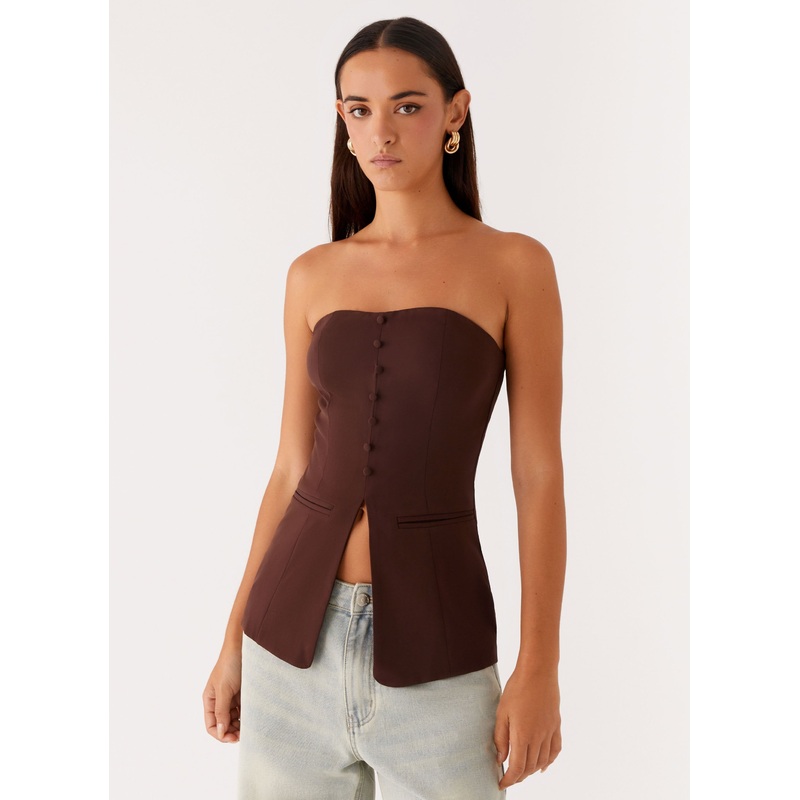 Riveria Strapless Top – Chocolate