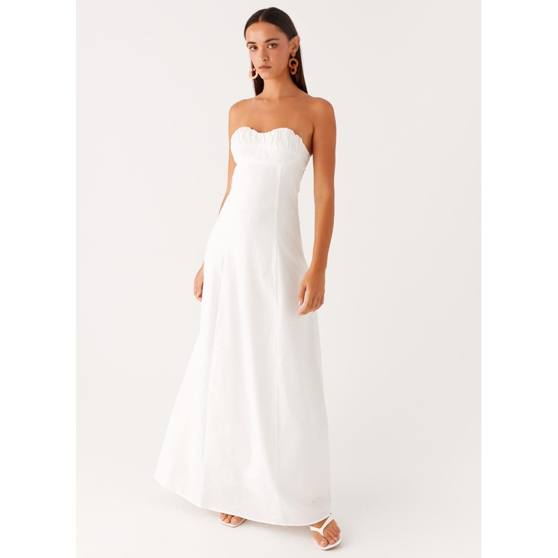 Tayla Linen Maxi Dress – White
