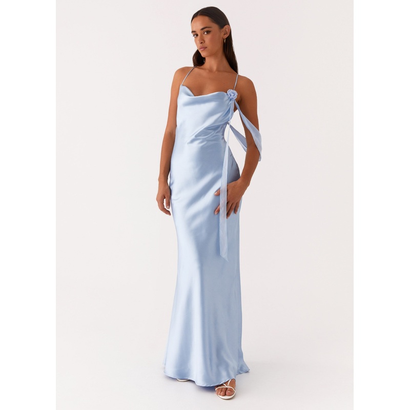 Too Sweet Satin Maxi Dress – Blue