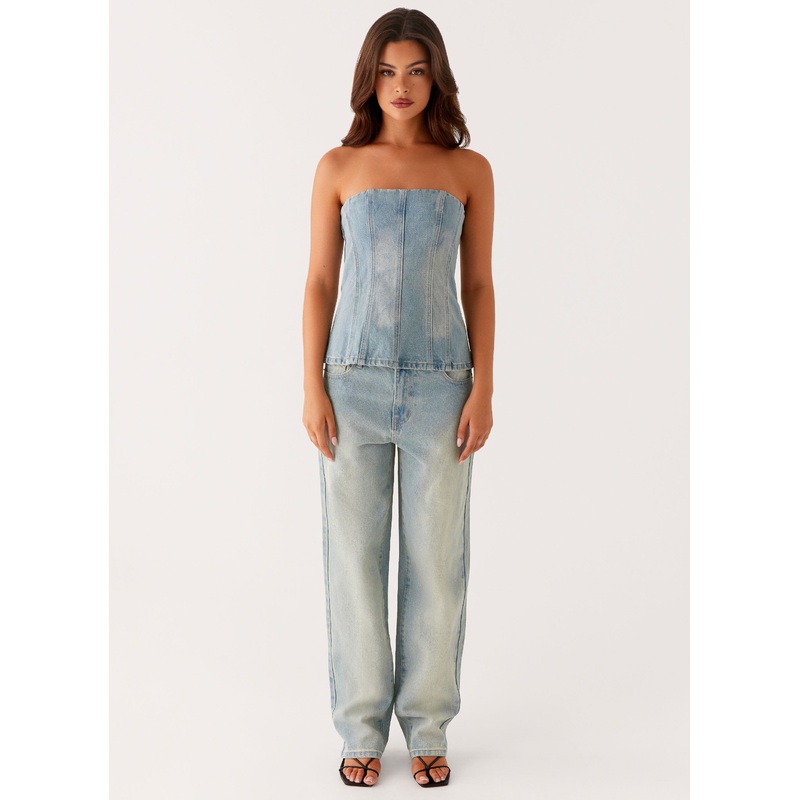 Vino Strapless Denim Top – Vintage Denim