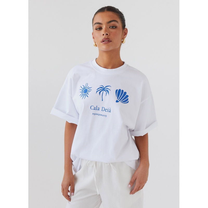 Breezy Bliss Oversized Graphic Tee – Cala Deia