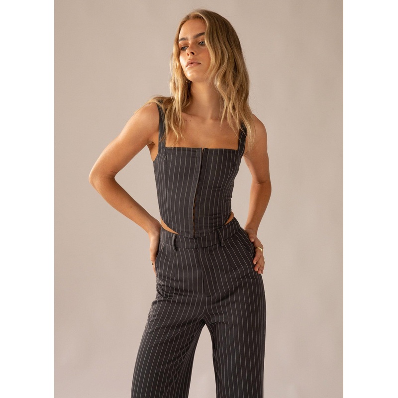 Mia Suit Bustier – Charcoal
