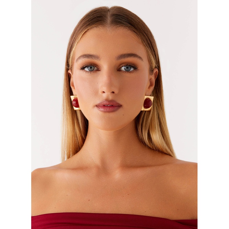 Romelle Earrings – Gold/Red